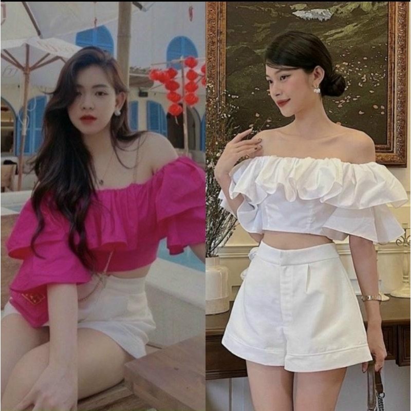 ÁO TRỄ VAI BÈO NHÚN  XINH. A100 Top Nữ