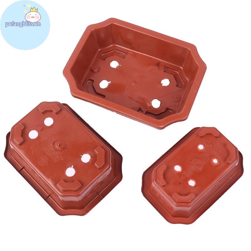 Pufangbliss 1 Chậu Nhựa Vintage Chậu Trồng Hình Chữ Nhật Cổ Điển Nồi Xương Rồng Nồi Hoa Chậu Làm Vườn VN