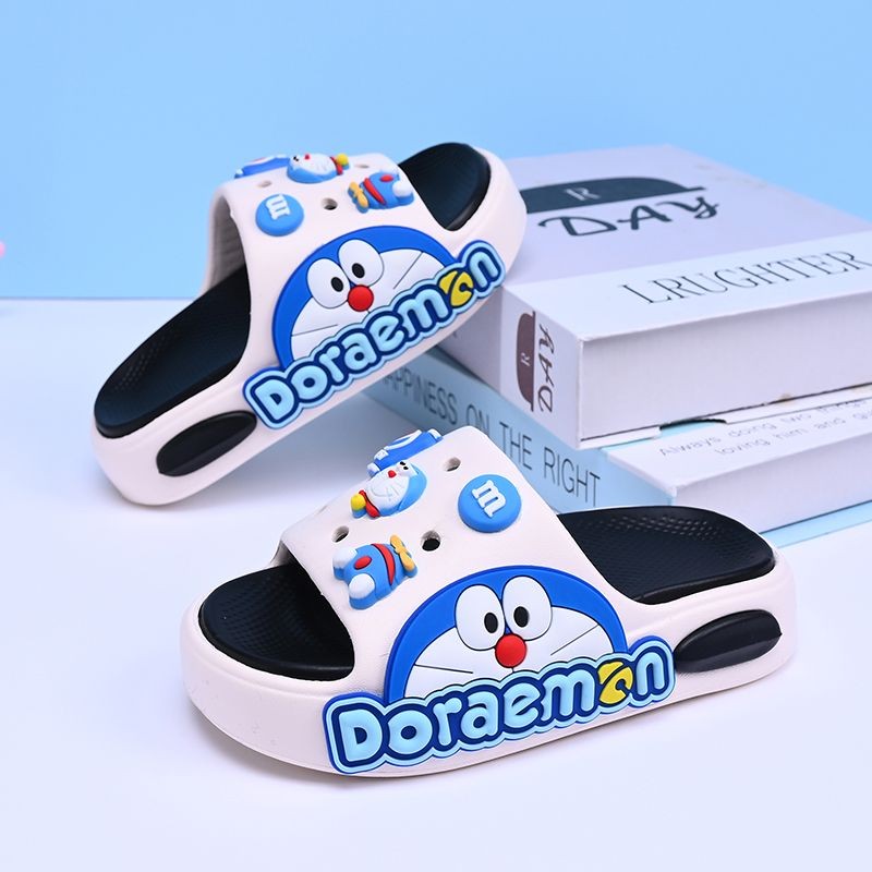 Hàng sẵn có Dép trẻ em Bé trai Phim hoạt hình mới Doremon Big Kids Đế mềm chống trượt trong nhà Mặc ngoài trời cho bé trai