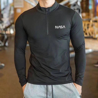 Sports Autumn and Winter Thin Long-Sleeved Sweat-Absorbent Top Training Tights Zipper Running Fitness Stand Collar Quick-Drying Men and Women KOEx