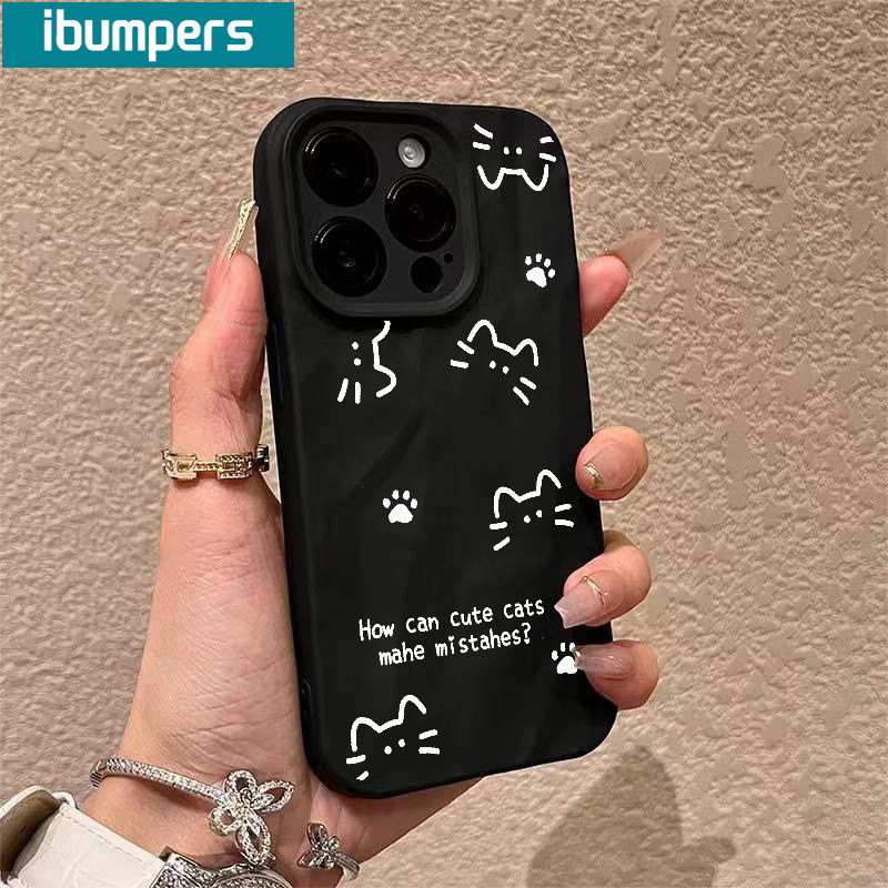 ibumpers Ốp Lưng IPhone Thẩm Mỹ Dòng Dễ Thương Họa Tiết Mèo Cho IPhone 16 15 14 12 13 11 Pro Max IP 7 8 Plus X XS XR Ốp Điện Thoại Silicon Mềm Chống Sốc
