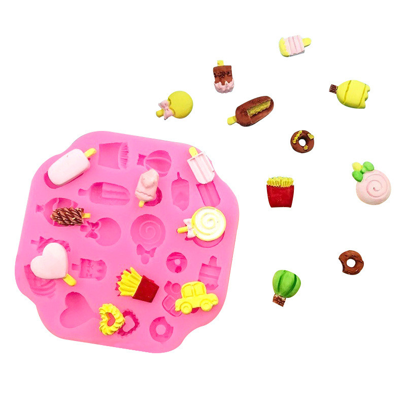 Tự Làm Khuôn Socola Kẹo Lollipop Kem Hình Trái Tim Nơ Bánh Quy Mô Mô Hình Khuôn Silicon Fondant Thạch Cao Epoxy Khuôn