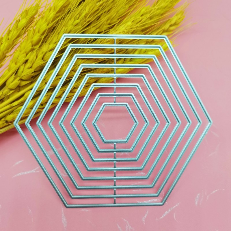 Sổ lưu niệm khuôn thép Carbon Khung lục giác nhiều lớp DIY Bản mẫu khắc kim loại dập tay