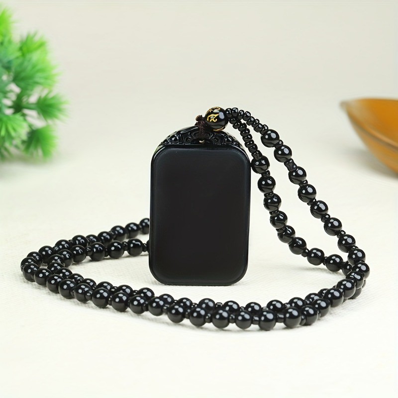 Dây chuyền mặt obsidian thời trang nam nữ, phong cách đơn giản, không kèm thẻ