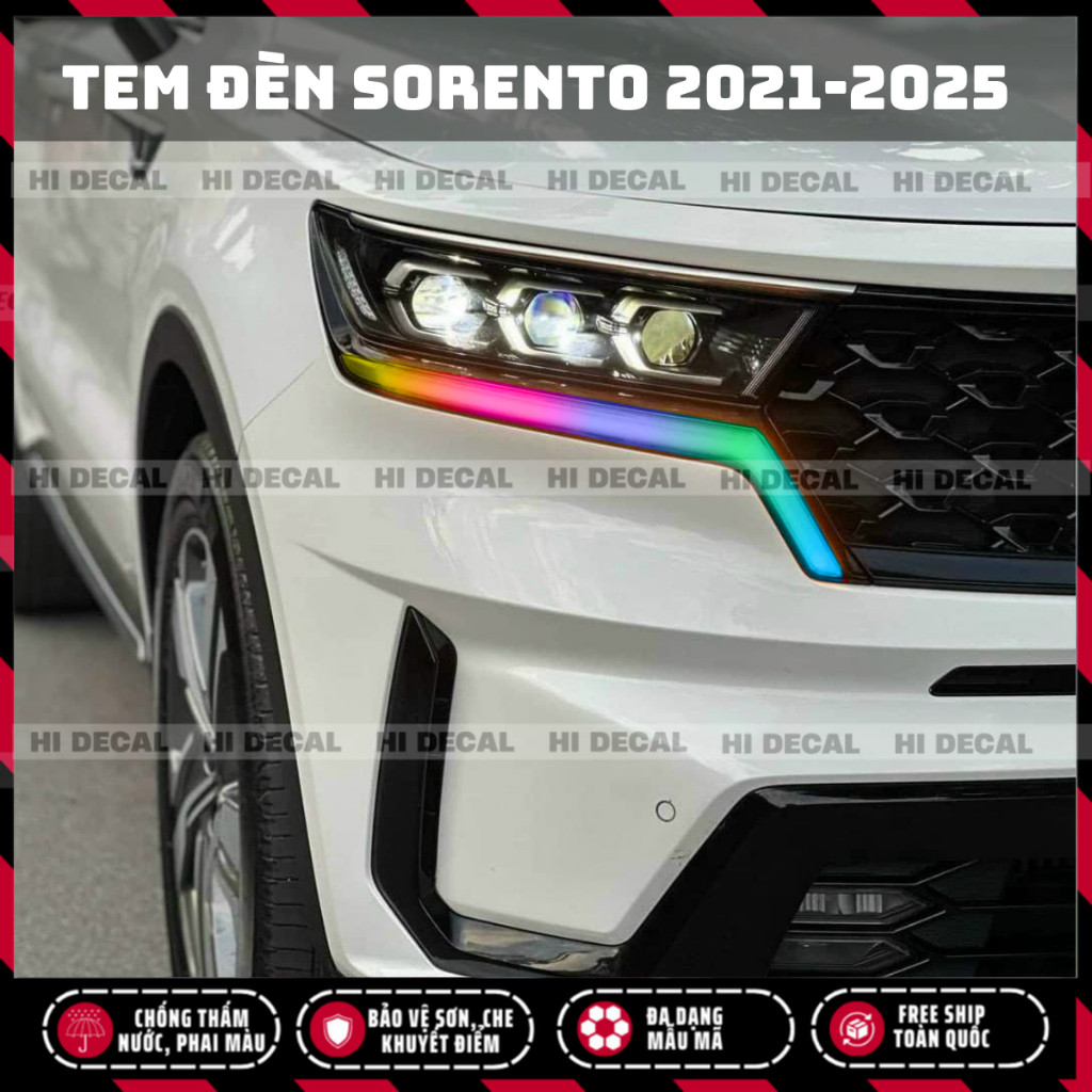 Tem dán đèn Sorento 2020 - 2024, decal trang trí đèn Sorento bền màu chống xước