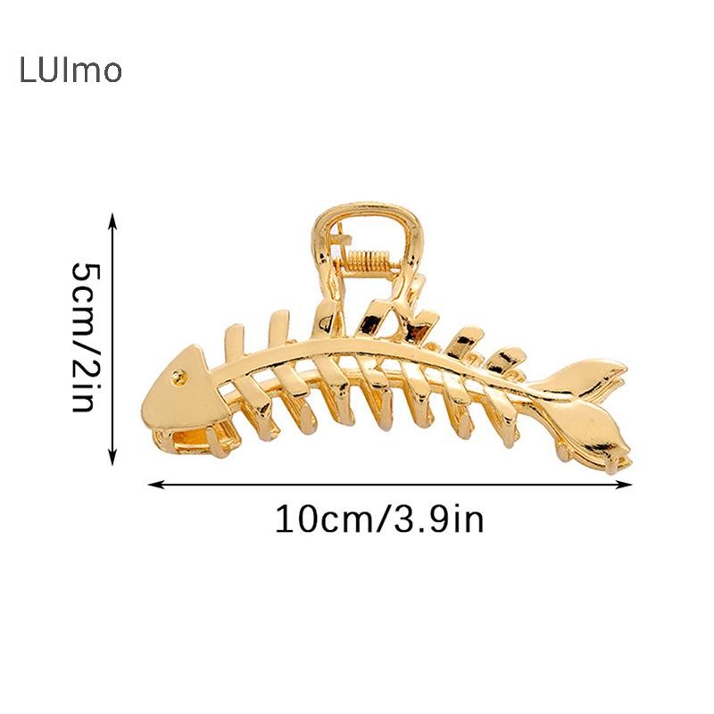 Luimo Kim Loại Lớn Vuốt Tóc Kẹp Xương Cá Không Đều Phong Cách Punk Bạc Barrettes Nữ Phụ Kiện Tóc SBS