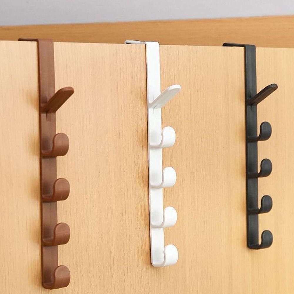 Móc treo cửa không dấu vết WOODNEST, 5 móc, treo tường bền cho túi quần áo, mũ, ví
