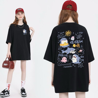 Áo Thun, Áo Phông in hình cá Shark Sun Tay lỡ Rộng nam nữ
