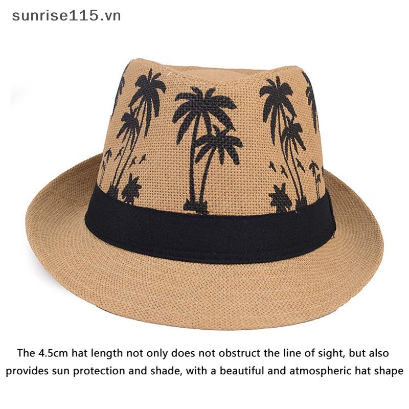 Srvn Nam Đi Biển Mũ Thoáng Khí Vành Ngắn In Cây Màu Sắc Tương Phản Flat Top Sun Nhẹ Du Lịch Ngoài Trời Mũ Jazz.