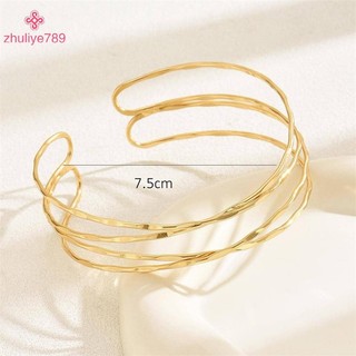 < zhuliye789 > Vòng đeo tay màu vàng nhiều lớp dành cho nữ Vòng tay kim loại phong cách Punk Thiết kế nhỏ nhất Ins Trang sức dự tiệc hàng ngày