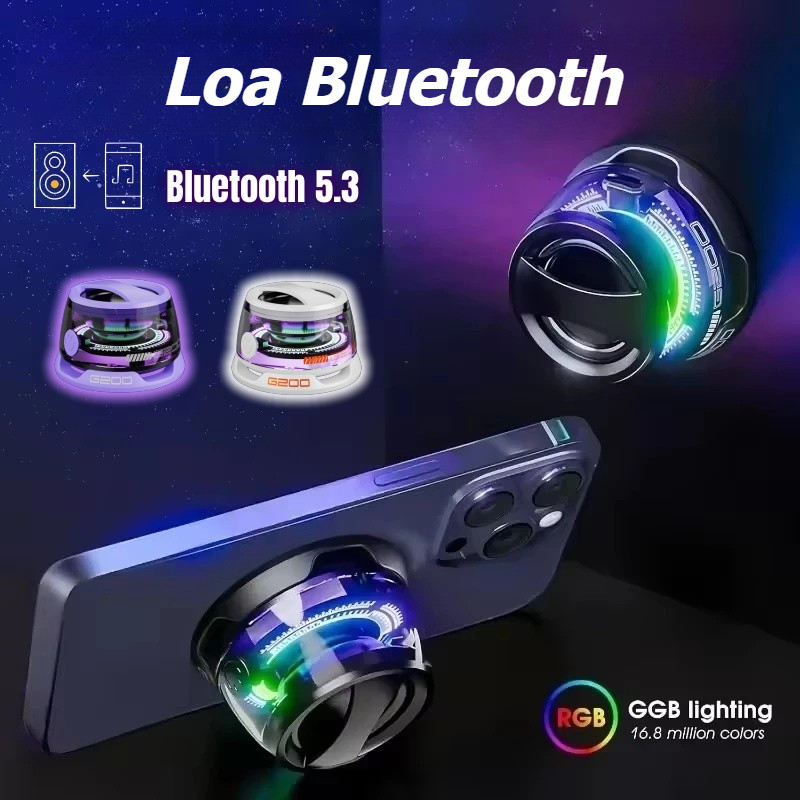 Loa Bluetooth tích hợp nam châm M2,Ngoại hình xuyên thấu kết hợp LED RGB,Mát mẻ và đầy màu sắc