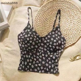 Meisha888 Mùa Hè Retro Hoa Cami Có Miếng Lót Ngực Nữ Cổ Chữ V Không Tay Mỏng Tank Top Đẹp