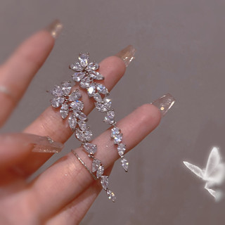 Công Nghiệp Nặng Kim Cương Giả Siêu Nhấp Nháy Dài Tua Rua Bông Tai Sang Trọng Thời Trang Ánh Sáng Sang Trọng Bông Tai Phụ Kiện