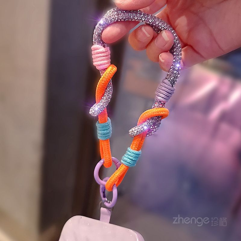 Phụ Kiện Điện Thoại Di Động ins Ánh Sáng Sang Trọng Full Kim Cương Điện Thoại Di Động Dây Đa Năng Vòng Khóa Tay Dây Xích Thời Trang Ngoài Trời Camera Chìa Khóa Vỏ Mạnh Mẽ