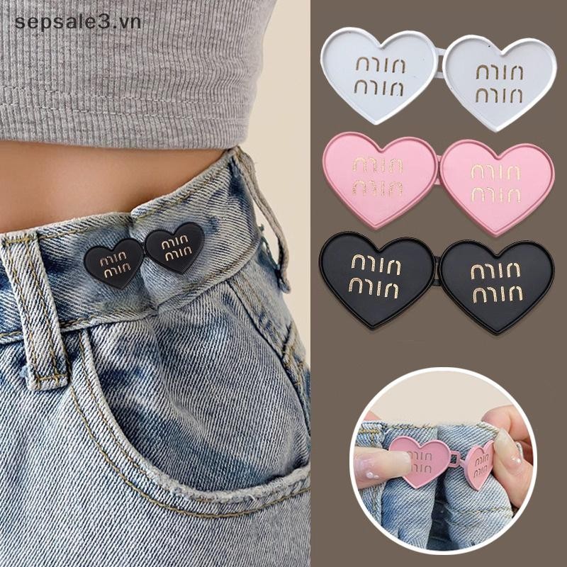 # sepsale # 2 Cái Hình Trái Tim Có Thể Điều Chỉnh Nút Jean Khóa Eo Quần Chụp Khóa Mở Rộng Thay Thế Nút Quần Jean Đính Kèm Chân.