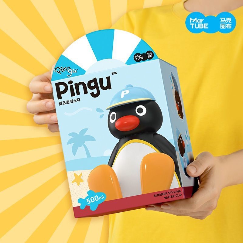 Cốc tạo kiểu Mark Tubu Pingu chính hãng, quà sinh nhật cầm tay mini, hộp quà tặng cho bé trai và bé gái