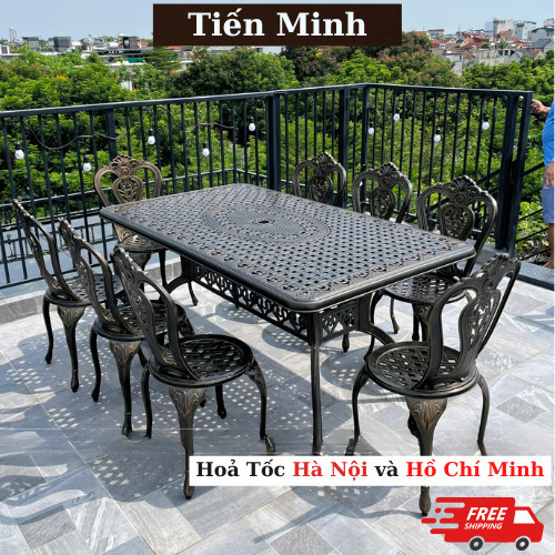 Bộ bàn ghế sân vườn ngoài trời HCN Bộ bàn ghế ban công ngoài trời nhôm đúc Bàn ghế ngoài trời - BO26