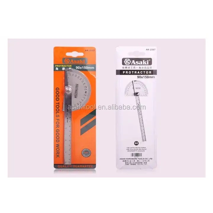 Thước đo góc 180 độ Asaki AK-2587 đa năng, thước thép xoay 180 độ, thước ke góc vuông,thước đo độ,thước đo góc đầu tròn