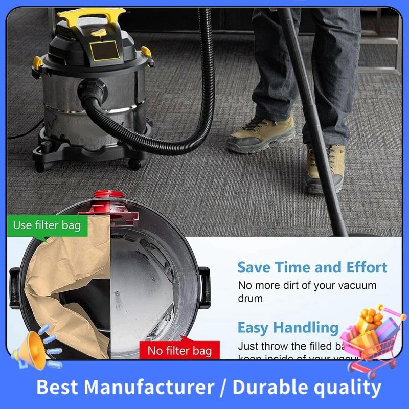 Túi Vac 19-3100 Tương thích với máy hút bụi khô ướt 5 đến 6 Gallon, máy hút bụi khô Phụ kiện dùng một lần và tái sử dụng