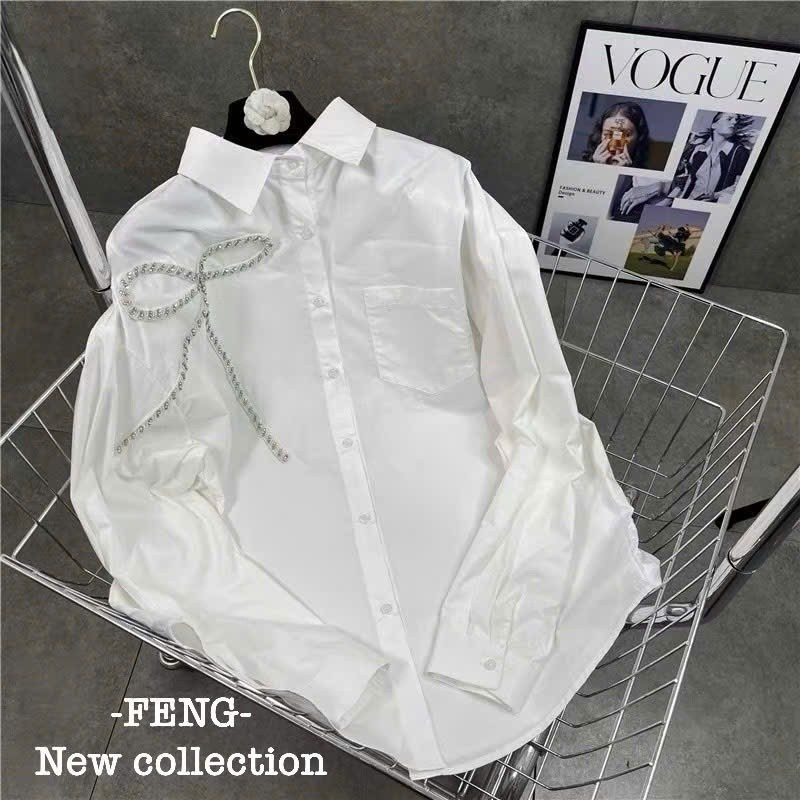 Áo Sơ Mi Nơ Đá Ngực KCloset Sơ Mi Nữ Chất Cotton Mềm Mịn Nữ Tính NA677