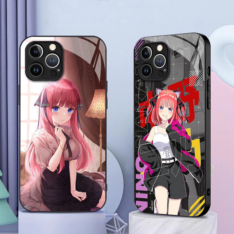 Ốp điện thoại kính Gotoubun No Hanayome Nino Nakano cho IPhone 16 15 14 13 12 11 Pro XR XS Max Plus Mini X XR 8 7 6s SE2 / 3