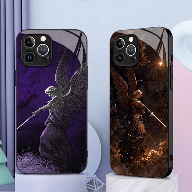 Ốp Điện Thoại Thủy Tinh St Michael The Archangel 03 Cho IPhone 16 15 14 13 12 11 Pro XR XS Max Plus Mini X XR 8 7 6s SE2 / 3