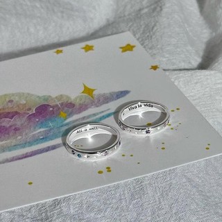 Vivalavida!Cuộc sống lâu dài!Nhẫn đôi ngôi sao bạc S925