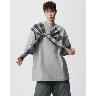 GKSSS Áo thun ngắn tay kiểu Mỹ cổ điển kiểu dáng lười biếng nơ