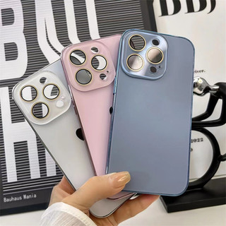 AG Nano Crystal Lens Acrylic Matte Phone Case Cho iPhone 11 12 13 14 15 16 Pro Max 14 Plus Ốp Lưng Thẩm Mỹ Chống Sốc Với Bảo Vệ Camera Vỏ Cứng iPhone 11 Full Cover