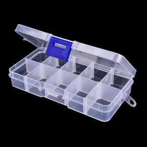 Hộp đựng mồi câu cá bằng nhựa trong suốt có thể nhìn thấy SSVN 10 ngăn.
