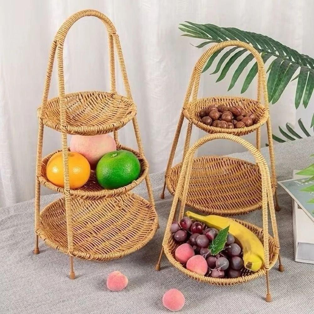 Giá để bánh kẹo DAYBREAK, Giỏ đựng trái cây trong nhà bếp thủ công, Khay đựng đồ ăn nhẹ rau quả đơn giản 1 / 2 / 3 lớp cho nhà bếp
