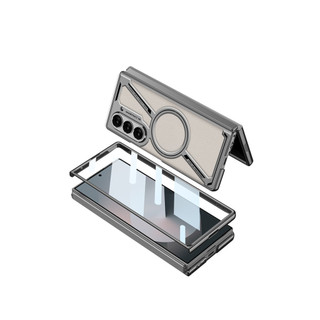 Bao da từ tính họa tiết hình chữ Z Samsuang Galaxy Z Fold 6 Z Fod 5 Mạ không dây viền kính cường lực Phim Casig