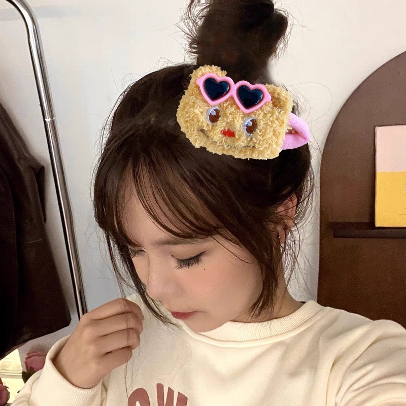 Kính Mát Gấu Bơ Sang Trọng Scrunchie - Quà Tặng Cho Bé Gái - Dây Buộc Tóc Nữ - Phụ Kiện Tóc Trang Phục Tiệc - Dễ Thương, Ngọt Ngào, Thời Trang - Kẹp Tóc Sang Trọng - Phim Hoạt Hình Barrettes
