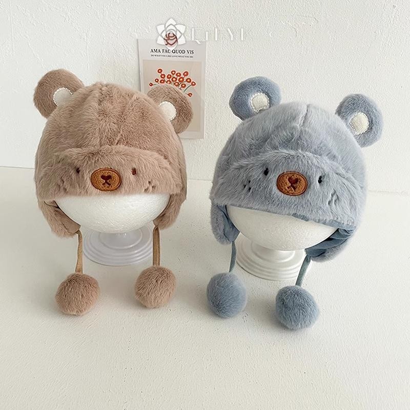Qrhyk Capybara Mùa Đông Ấm Áp Trẻ Em Bé Gái Bé Trai Mũ Lông Cừu Len Viền Mũ Có Len Mũ Bảo Vệ Tai Mềm Mại Sơ Sinh Bonnet Mới