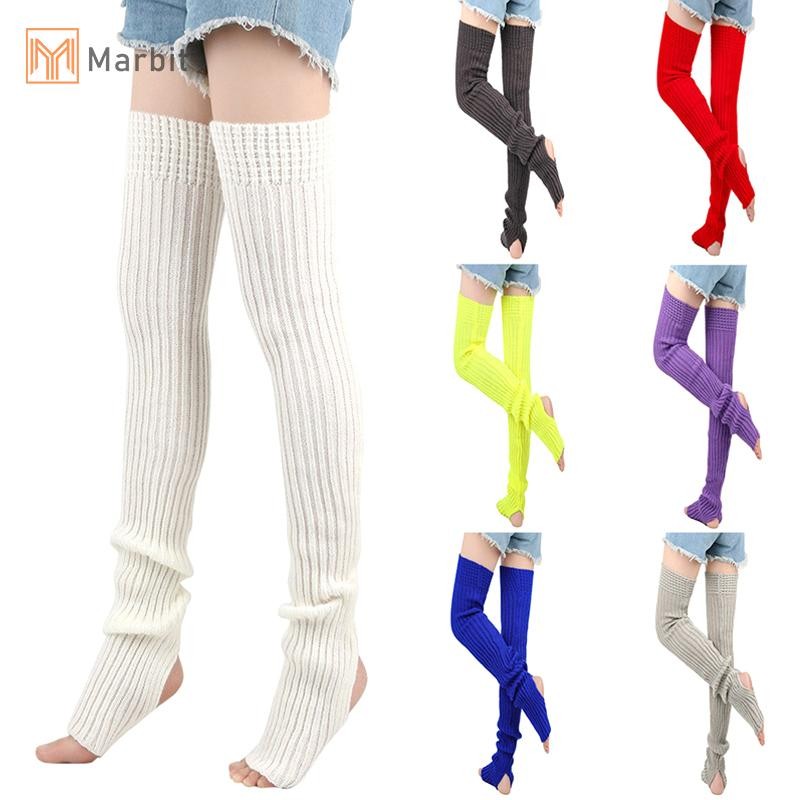Marbit 80cm Nữ Chân Ấm Mùa Đông Cô Gái Nữ Chân Bao Cho Phòng Tập Gym Dệt Kim Len Khiêu Vũ Ba Lê Yoga Rời Tất Dài Stocking Mới