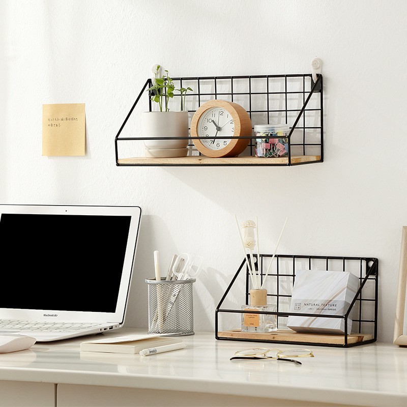 Kệ DánTường Để Đồ,Trang Trí Nhà Cửa ,Decor Phòng, Kệ Sắt Đáy Gỗ, Giá Treo Tường  Đa Năng Tặng Đinh, Miếng Dán FE123
