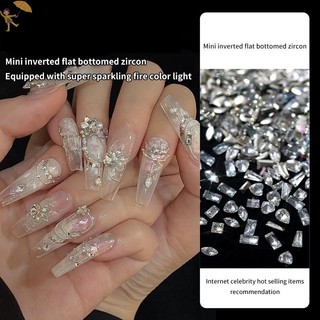 [GOU] 50 Cái / bộ Đế Bằng Móng Tay Kim Cương Giả Lấp Lánh Bạc Pha Lê Trang Trí Móng Tay DIY Chất Liệu Móng Tay Nghệ Thuật Quyến Rũ Phụ Kiện VN