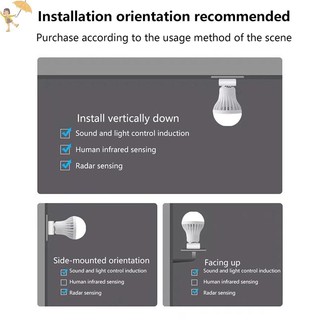 [Gou] Đèn cảm biến chuyển động E27 PIR Bóng đèn LED 5W 9W 15W có cảm biến chuyển động Máy dò chuyển động Đèn ngủ VN