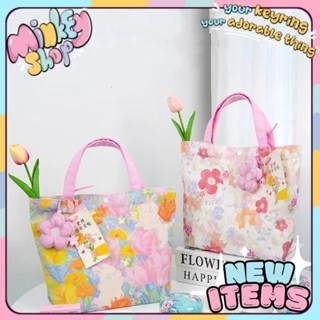 Túi tote vải canvas mau khô hoạ tiết hoa dễ thương kích thước 27*22cm túi xách nữ mẫu mã đa dạng-Minkey