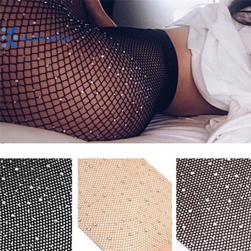 Kudosation Phụ Nữ Mới Pha Lê Kim Cương Giả Fishnet Lưới Tất Tất Vớ Quần