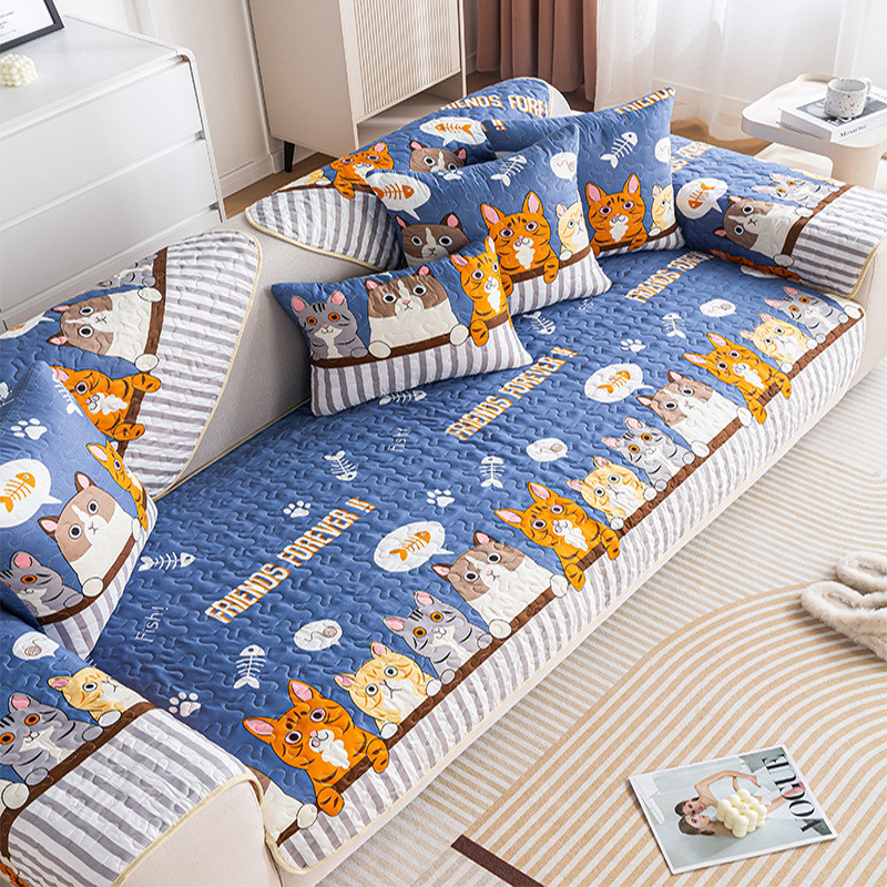 Vỏ Bọc Đệm Ghế Sofa Dài Mềm Mại Chống Trượt Thông Dụng Họa Tiết Hoạt Hình Sử Dụng Được Cả Bốn Mùa