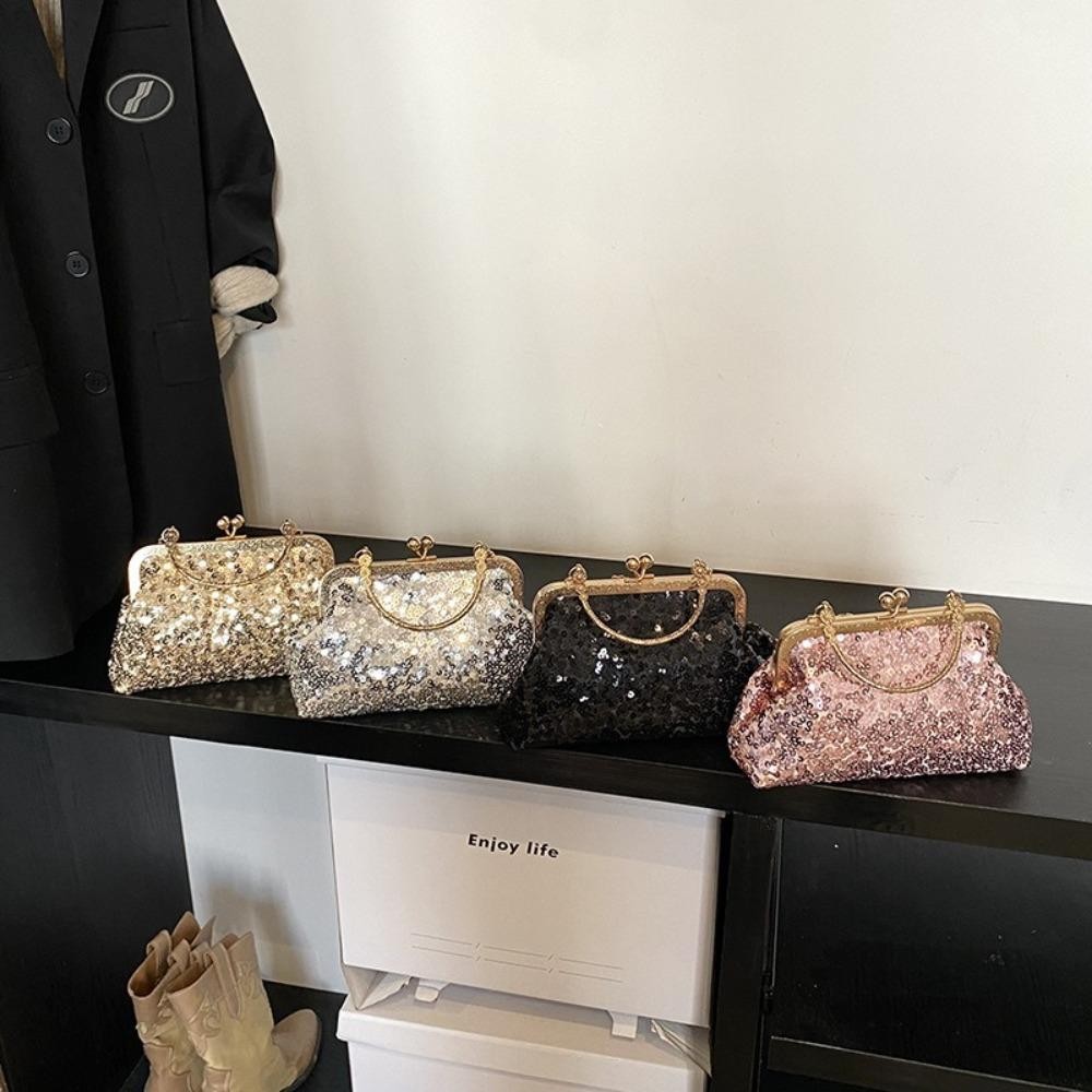 Túi ly hợp nữ CPINCP, Túi đeo chéo tinh tế sáng bóng, Túi đựng mỹ phẩm dung lượng cao Sequin thời trang dành cho nữ