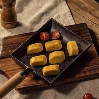 Chảo gang SOULSPACE Tamagoyaki tay cầm gỗ chống dính hình chữ nhật, dụng cụ nấu ăn trứng Nhật