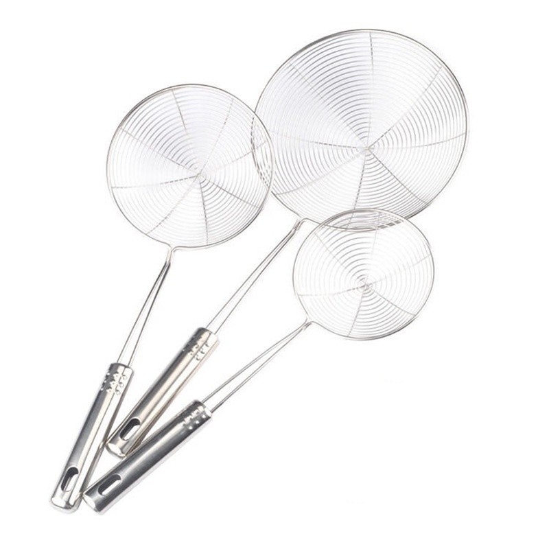 Vợt lẩu nấu rán chiên chao vòng 18cm vớt thức ăn bằng inox bền đẹp sáng bóng