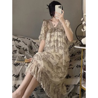 M-4XL Size Lớn Váy Ngủ Nữ Mới Phong Cách Trung Hoa Bộ Đồ Ngủ Nữ Ren Gợi Cảm Váy Ngủ Mùa Hè Tay Ngắn Phong Cách Mỏng Retro Phong Cách Trung Hoa Pure Desire Homewear Bộ Đồ Ngủ Có Miếng Lót Ngực Plus Size Quần Áo Nữ