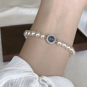 Vòng tay hạt ngọc trai nước ngọt Aquamarine tự nhiên sang trọng nhẹ nhàng với thiết kế độc đáo
