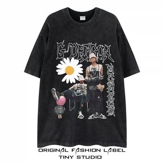 Phong Cách Hàn Quốc GD Kwon Ji-Dragon Cùng Phong Cách Đường Phố Cao Cấp Rửa Đau Khổ Daisy Tay Ngắn Dạo Phố Hip-Hop oversize Cotton Nguyên Chất T-