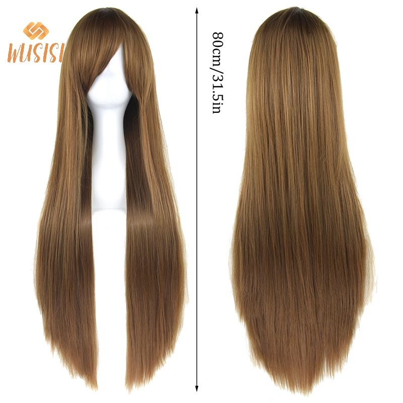 [WUSISI] Đa Năng Tổng Hợp Nhiều Màu Sắc Dài Thẳng Cosplay Tóc Giả Tự Nhiên 80cm Phần Mở Rộng Tóc Gothic Hóa Trang Đảng Kiểu Tóc MỚI