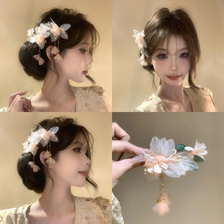 Vải hoa ngọc trai tua rua kẹp tóc chụp ảnh bầu không khí mỏ vịt mâm cặp mũ rừng phụ kiện tóc ngọt ngào