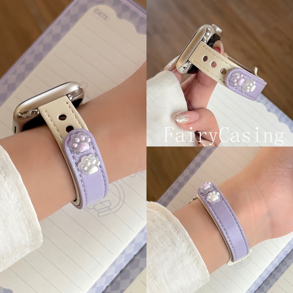 Đồng hồ mỏng phong cách dễ thươngS11 Band cho Apple Watch 38 / 40 / 41 / 42 / 44 / 45 / 46 / 49mm Dây da PU cho Iwatch 10 9 8 7 6 SE Ultra2 S11 Band
